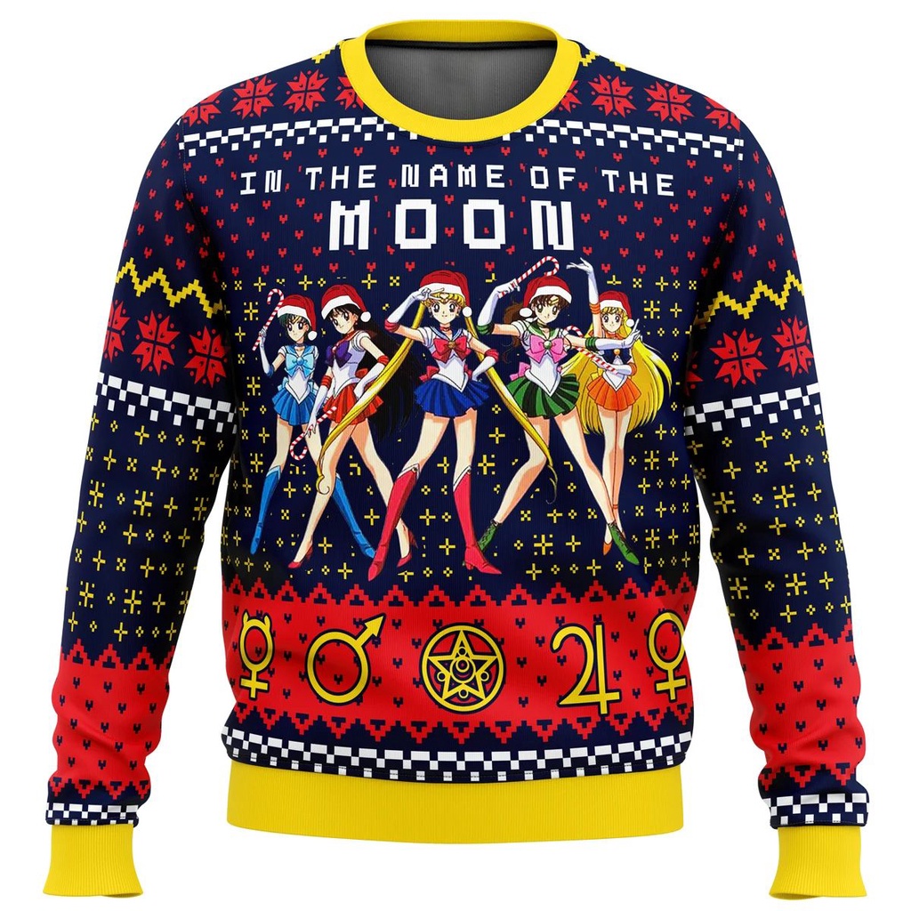 Áo sweater Vải Lông Cừu Chui Đầu In Hình Ông Già Noel / Thủy Thủ Mặt Trăng Xấu Xí Thời Trang Thu Đông 2023 Cho Nam