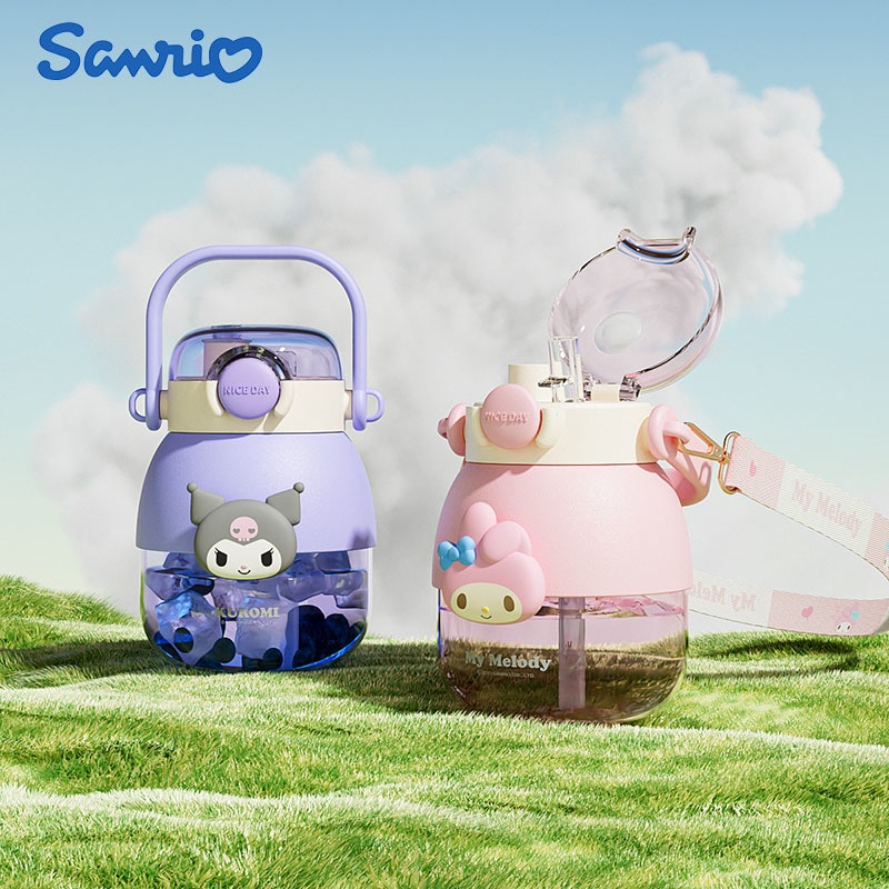 1100ml Summer Water Cup Sanrio My Melody Kuromi Cinnamoroll Student Crossbody Large Capacity Anti Dr