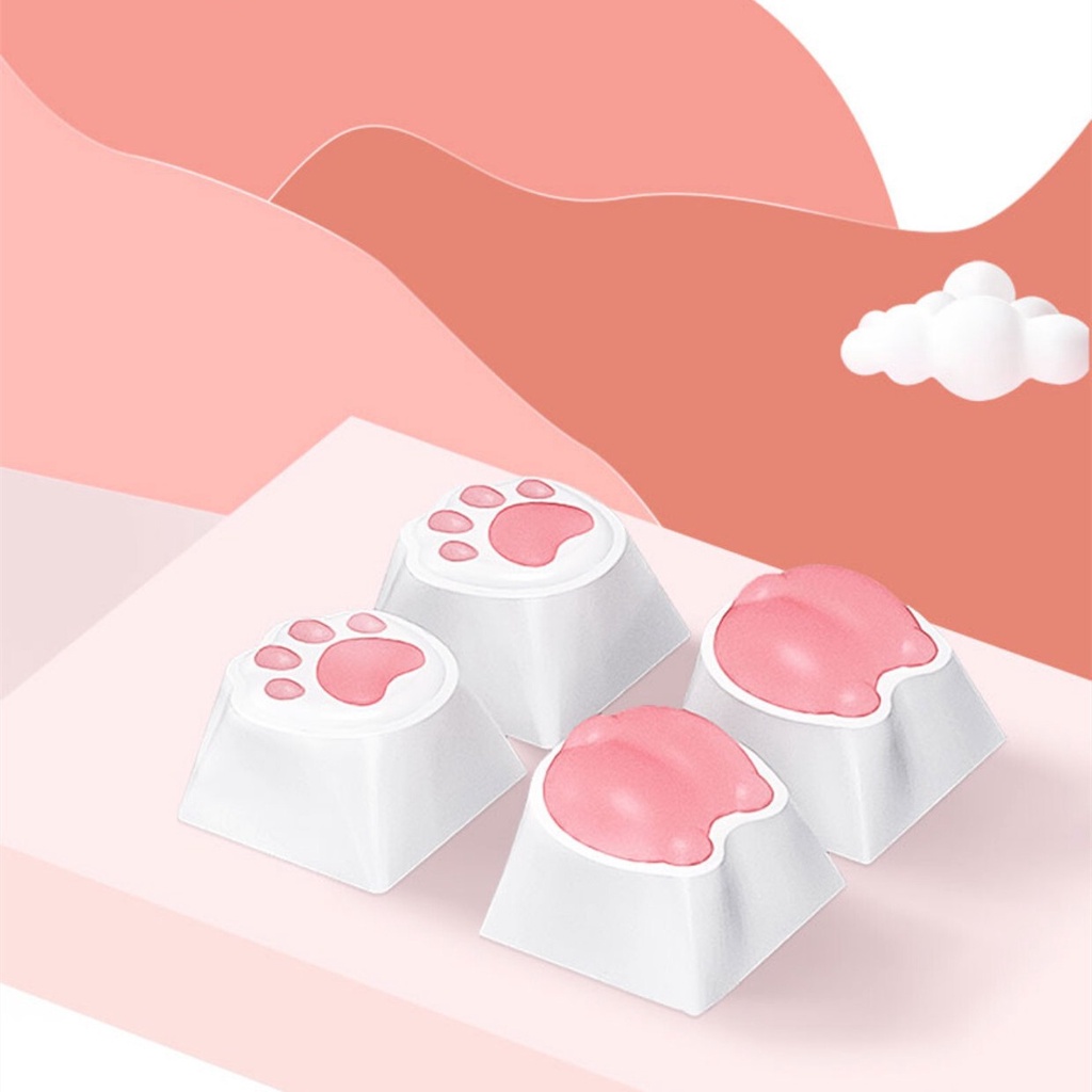 Móc Khóa Hình Dấu Chân Mèo Bằng silicone Dễ Thương