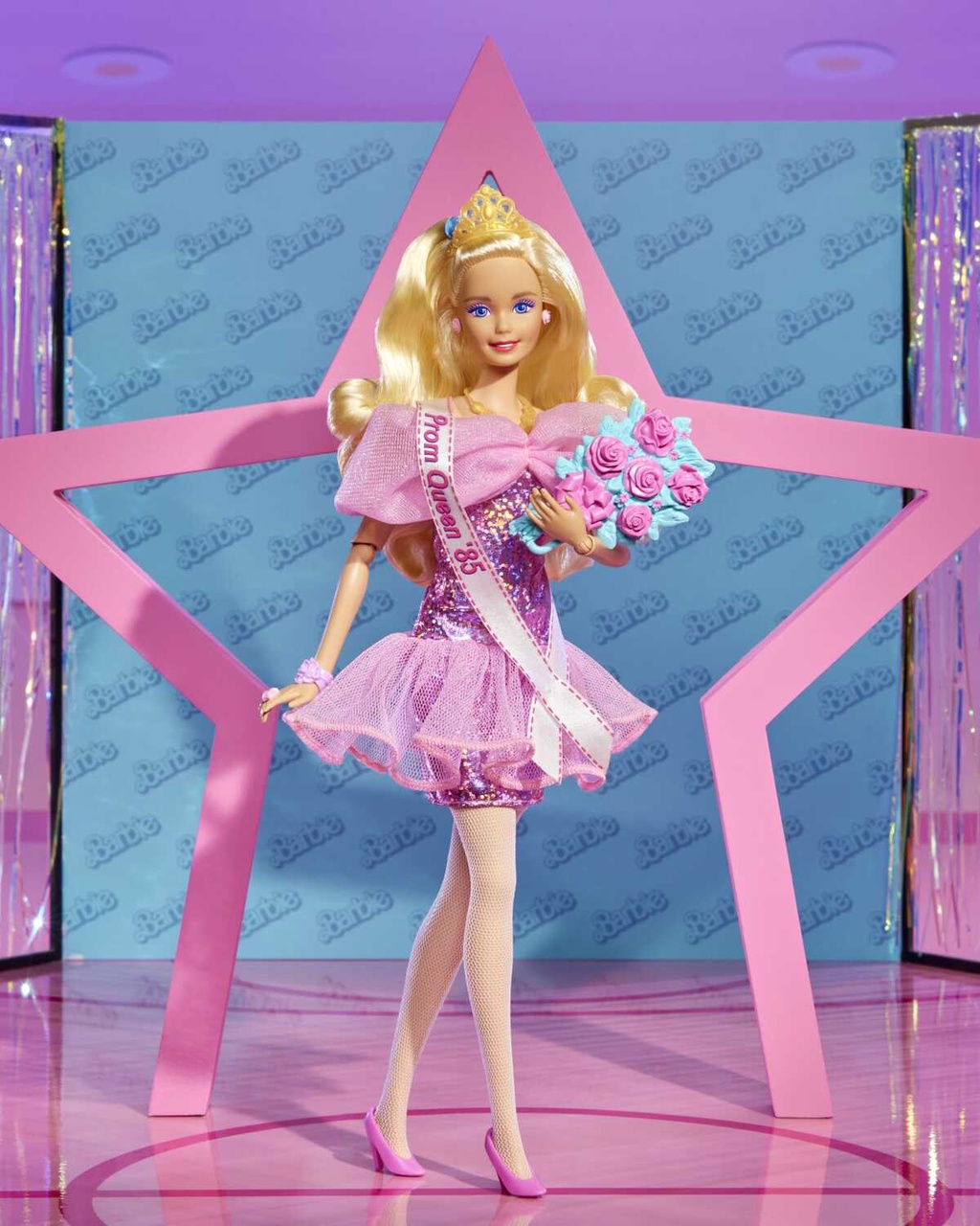 Original Barbie Doll Curly Blonde Hair 80S-Inspired Prom Night Barbie Rewind Series Prom Queen Nostalgic Collectibles an