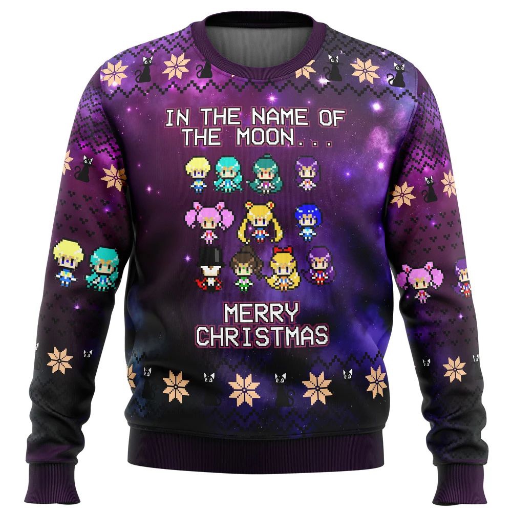 Áo sweater Vải Lông Cừu Chui Đầu In Hình Ông Già Noel / Thủy Thủ Mặt Trăng Xấu Xí Thời Trang Thu Đông 2023 Cho Nam