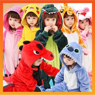 Bộ Đồ Ngủ Liền Thân Hóa Trang Hoạt Hình Khủng Long / stitch / pikachu Cho Bé