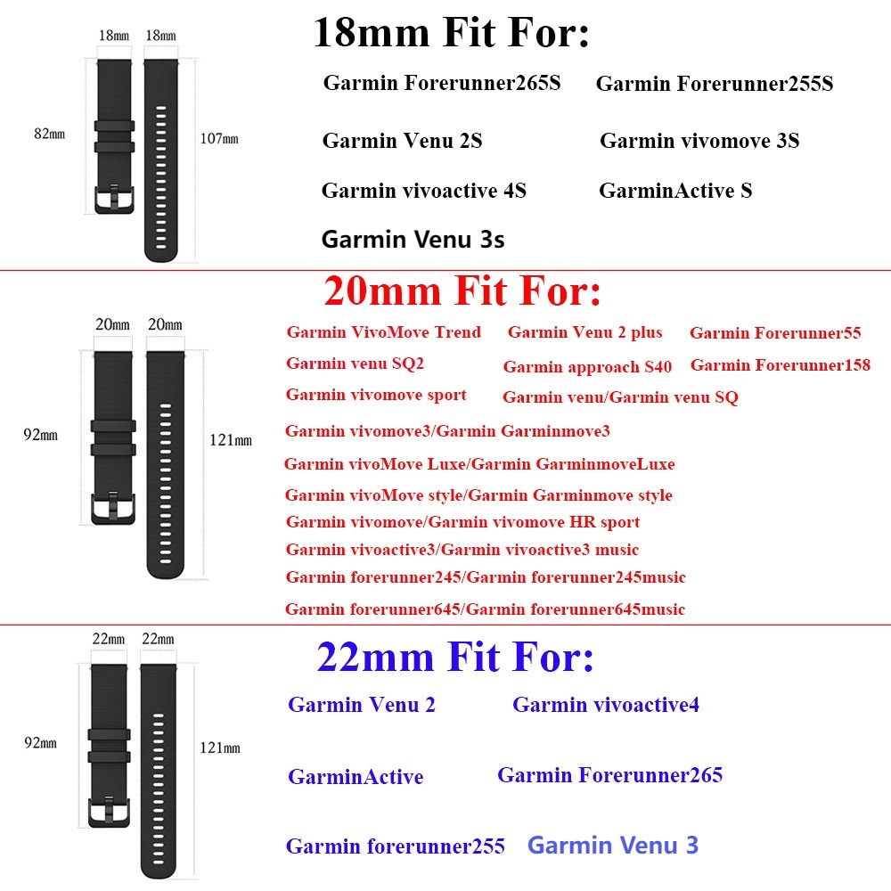 YIFILM Dây Đeo Silicon Thay Thế Cho Đồng Hồ garmin vivoactive 3 venu 2 sq vivoactive 4 4s forerunner 645 245m