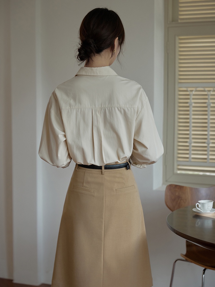 Áo Sơ Mi Dài Tay Dáng Rộng Phối Túi Phong Cách retro 67498