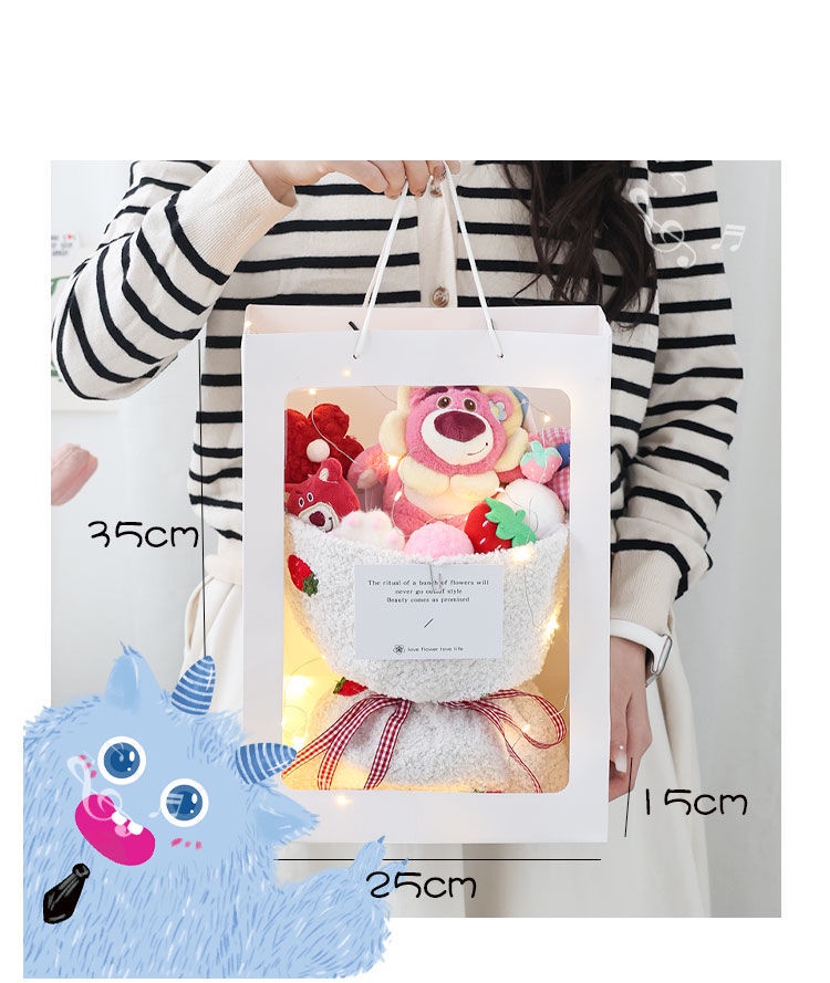 Gấu dâu tây  Bó hoa búp bê gấu hoạt hình dễ thương làm quà sinh nhật cho bé