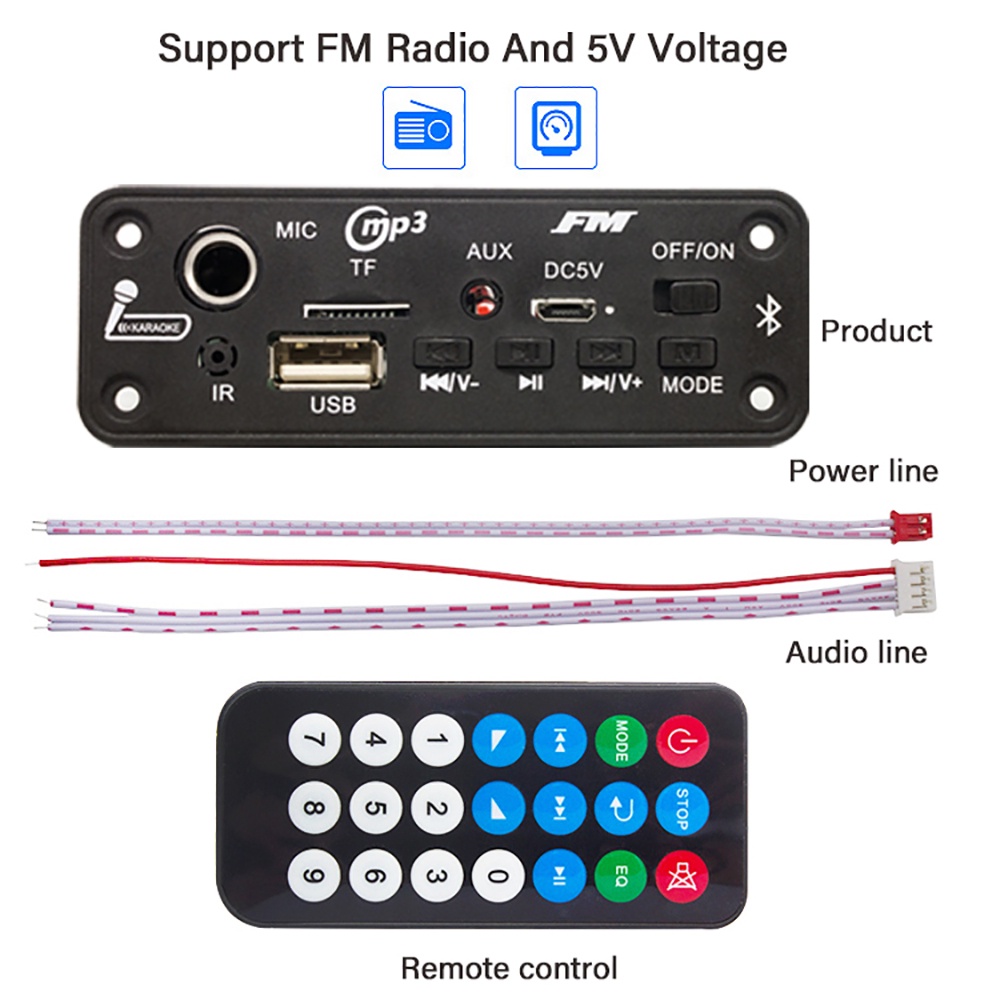 Dc Bảng Mạch Khuếch Đại Âm Thanh mp3 5v bluetooth Không Dây 6w Hỗ Trợ tf usb 3.5mm
