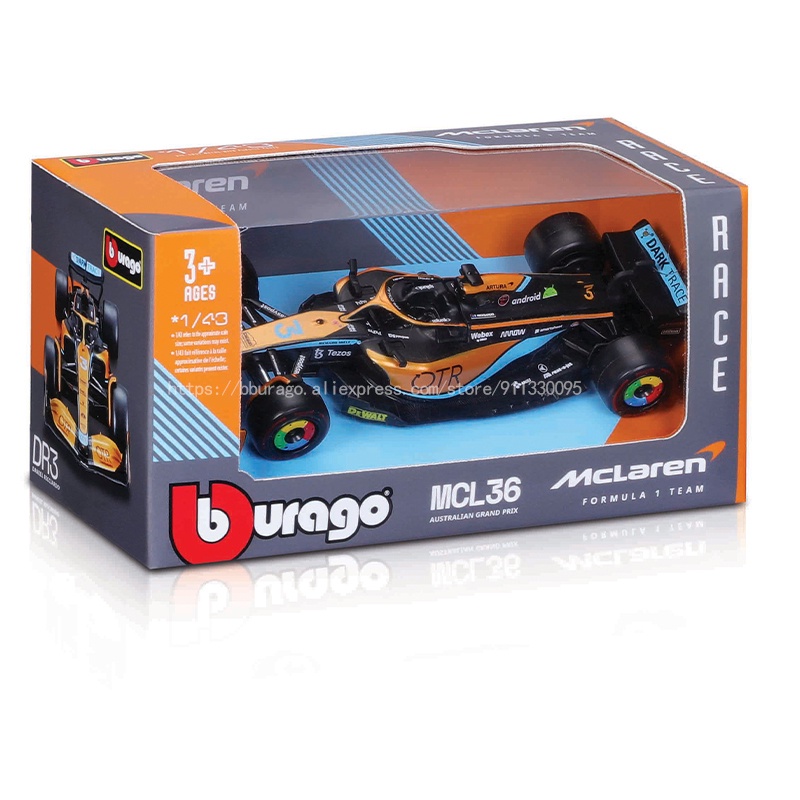 Bburago Xe Hơi bburago 1: 43 2022 f1 mclaren mcl36 Tỉ Lệ 1: 43 #3 Vòng Hoa Laniel Riciardo #4 Mô Hình Xe Hơi lando norris Bằng Hợp Kim Chất Lượng Cao
