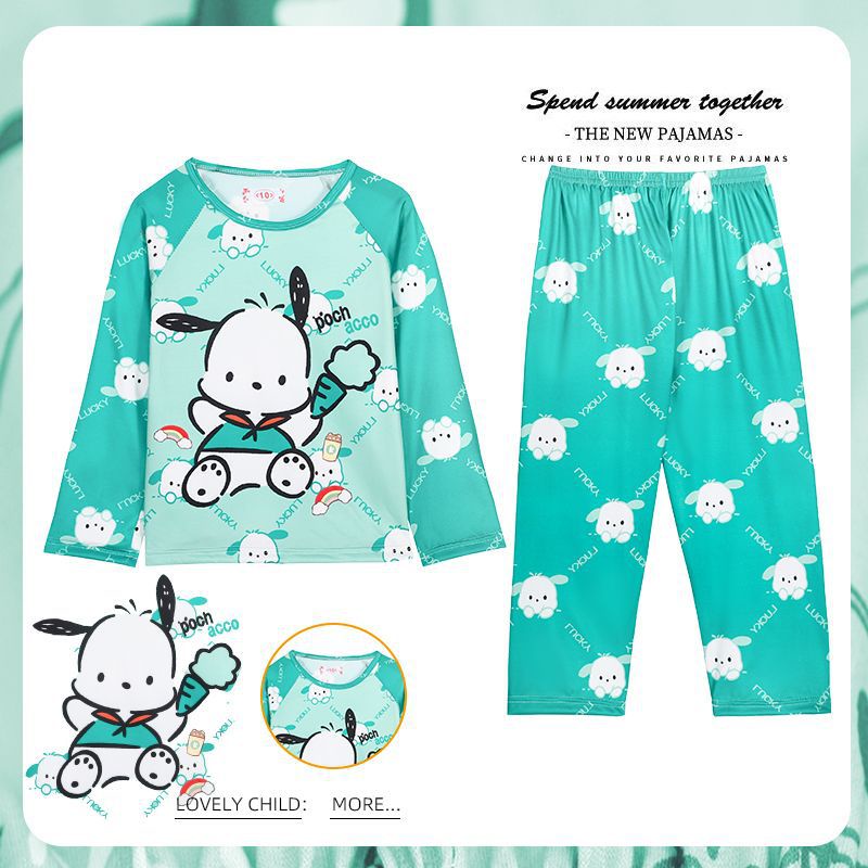 Đồ Ngủ Kuromi Cinnamoroll Bộ Đồ Ngủ Dài Tay In Hoạt Hình Dành Pijama Cho Bé Gái