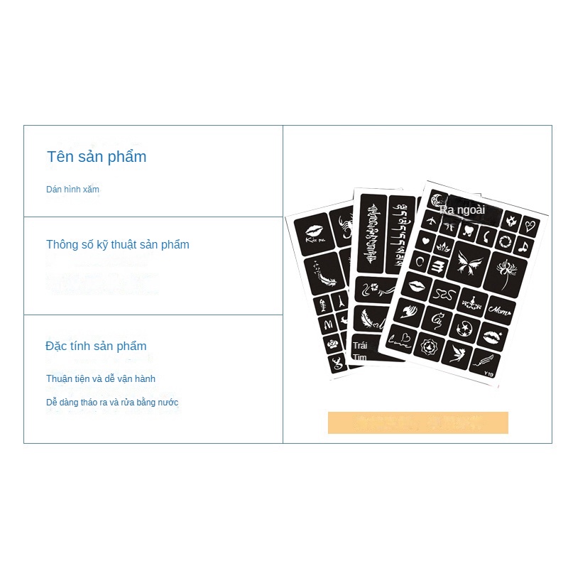 Miếng dán hình xăm rỗng mẫu hình xăm cá tính hoa Stickers phim hoạt hình 3d hình xăm Stickers