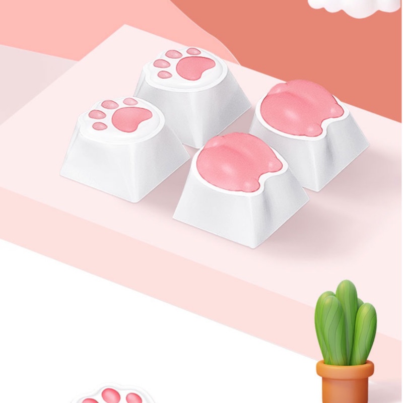 Nút Bàn Phím Cơ silicone Dẻo Hình Chân Mèo Màu Hồng Đáng Yêu