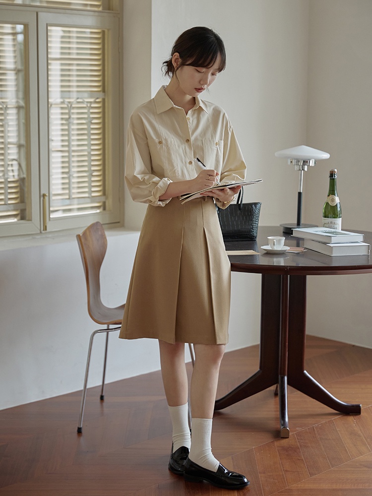 Áo Sơ Mi Dài Tay Dáng Rộng Phối Túi Phong Cách retro 67498