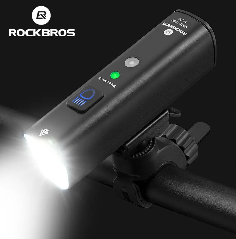 Sáng Chiếu Rockbros1000lumen Cảm Ứng Rung Thông Minh 5Modes Pha Xe Đạp LED Đèn Pin Phụ Kiện