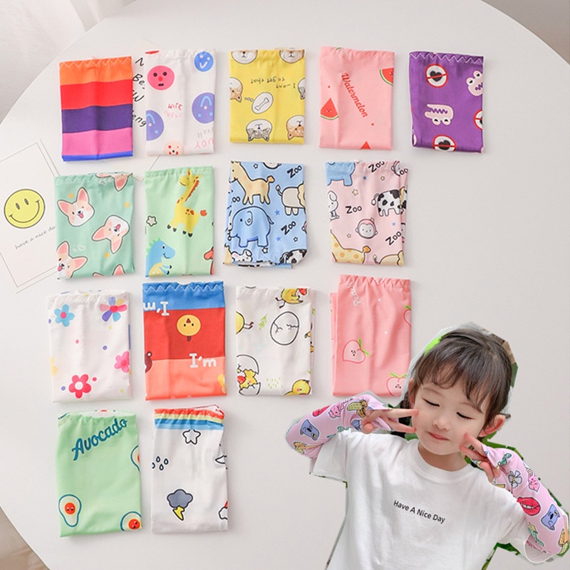 1 Cặp Găng Tay Chống Nắng Tia uv Họa Tiết Hoạt Hình Dễ Thương Dành Cho Bé Gái 3-12 Tuổi