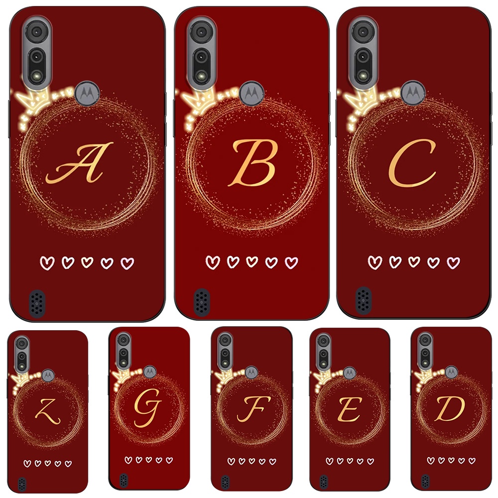 Dành Cho Motorola Moto E6S E6i Ốp Lưng Điện Thoại Bảo Vệ Silicon Mềm Đen Tpu Ốp Lưng Chữ Cái Ban Đầu