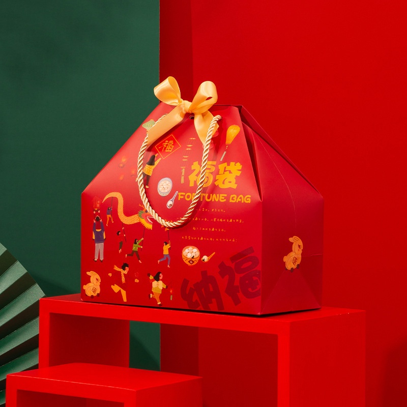 Túi Giấy Đựng Quà Họa Tiết Năm Mới 2024 Phong Cách Trung Hoa