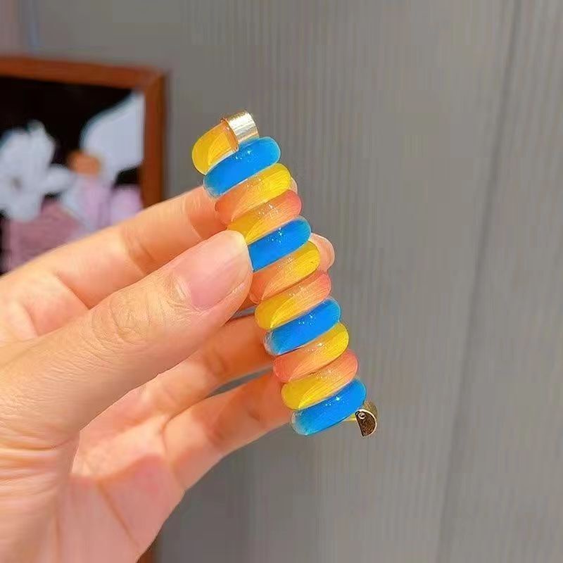 1 Dây Buộc Tóc Cao Su Co Giãn Hình Cầu Vồng Dễ Thương Cho Bé