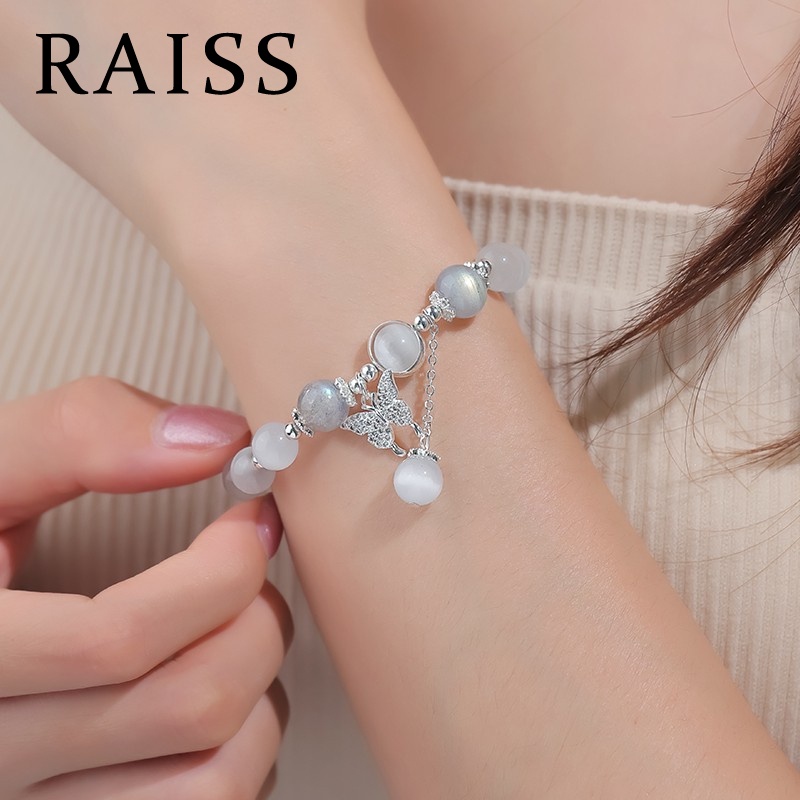 Vòng Tay Chuỗi Hạt Đá opal Hình Bướm Dễ Thương Cho Nữ