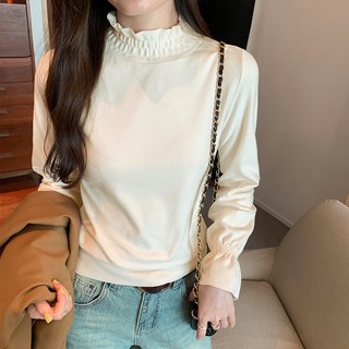 Áo Thun Tay Dài Cổ Cao Phối Ren Phong Cách Mùa Thu Mới 68219