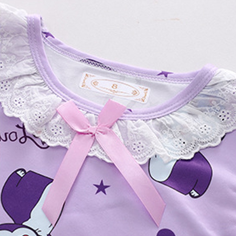 Bộ Đồ Ngủ Kuromi Hello Kitty Tay Dài In Hình Xinh Xắn Pijama Cho Bé Gái