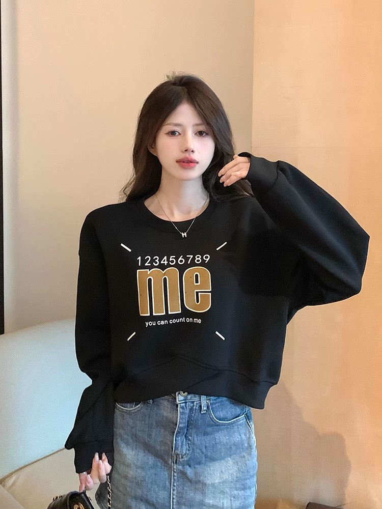 Áo sweatshirt Tay Dài Vạt Chéo In Họa Tiết Hàn Quốc Cho Nữ