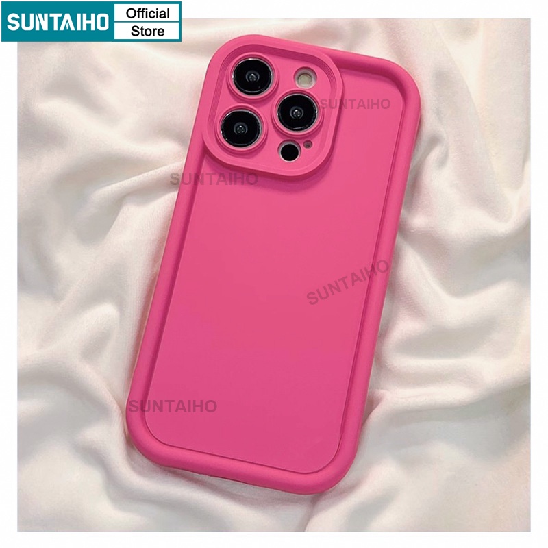 Suntaiho ốp lưng iphone đẹp màu hồng Ốp Điện Thoại silicone Mềm Nhám Màu Trơn Chống Sốc Cho iphone 15 14 12 13 11 pro max ip 7 8 plus iphon x xs xr xs max