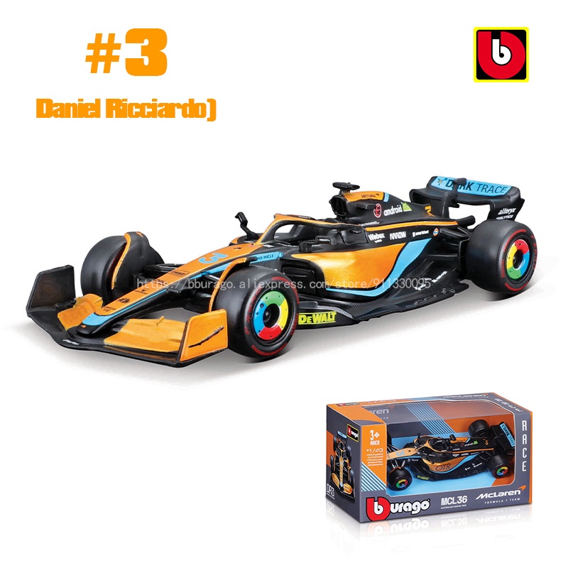 Bburago Xe Hơi bburago 1: 43 2022 f1 mclaren mcl36 Tỉ Lệ 1: 43 #3 Vòng Hoa Laniel Riciardo #4 Mô Hình Xe Hơi lando norris Bằng Hợp Kim Chất Lượng Cao