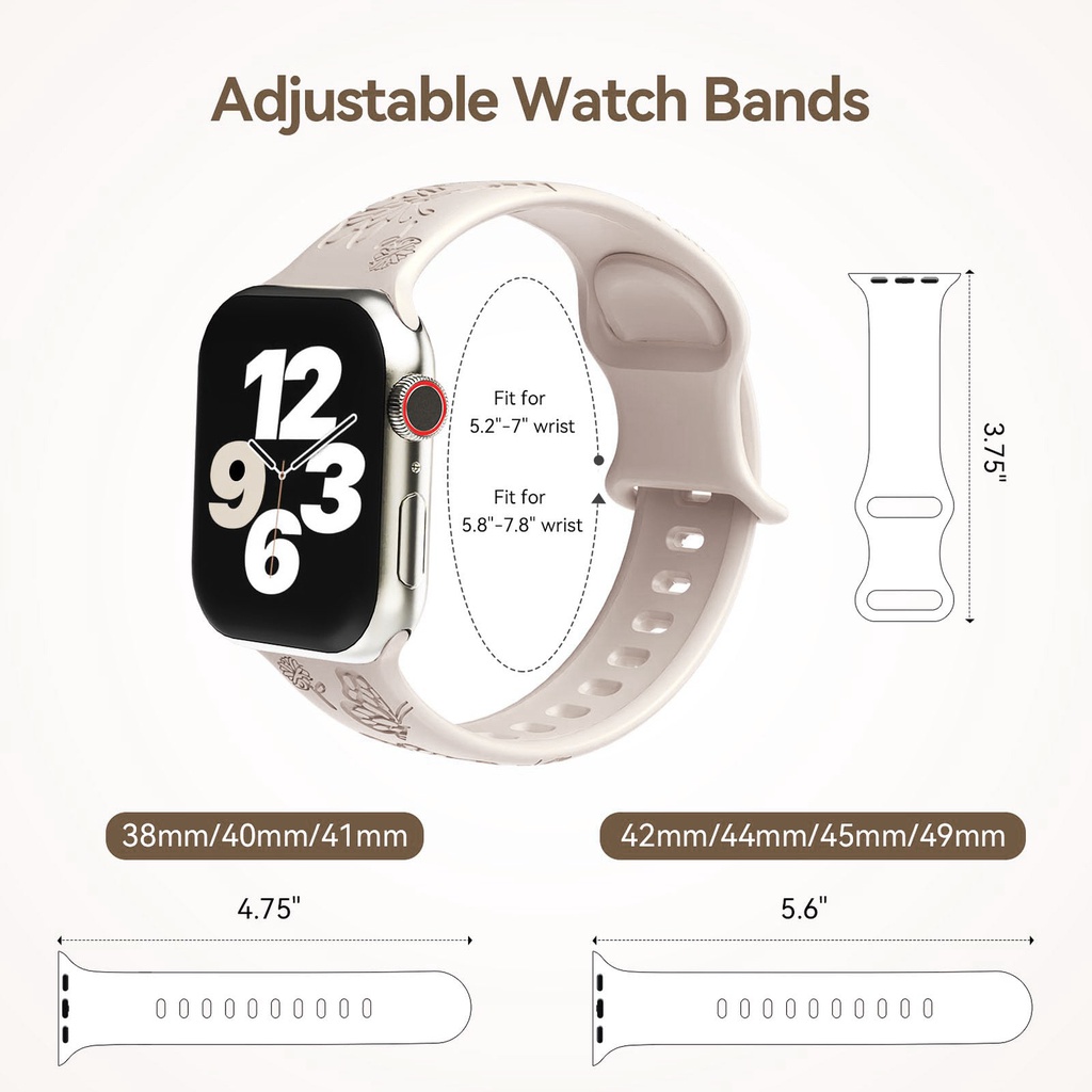 Dây Đeo Đồng Hồ Bằng laser In Họa Tiết Bướm Cho apple watch 40mm 41mm 38mm 42mm 44mm 45mm 49mm 9 8 7 ultra se