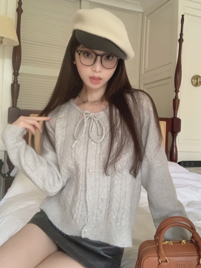 Áo Khoác cardigan Dáng Ngắn Rộng Cột Dây Thời Trang Cho Nữ 68029