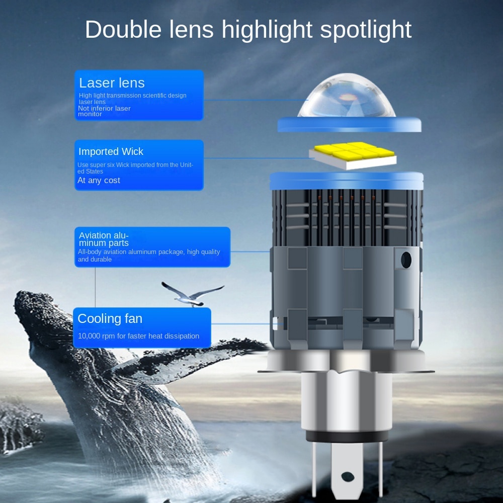 Đèn Pha led h4 12v Siêu Sáng Chuyên Dụng Cho Xe Hơi / Xe Tải