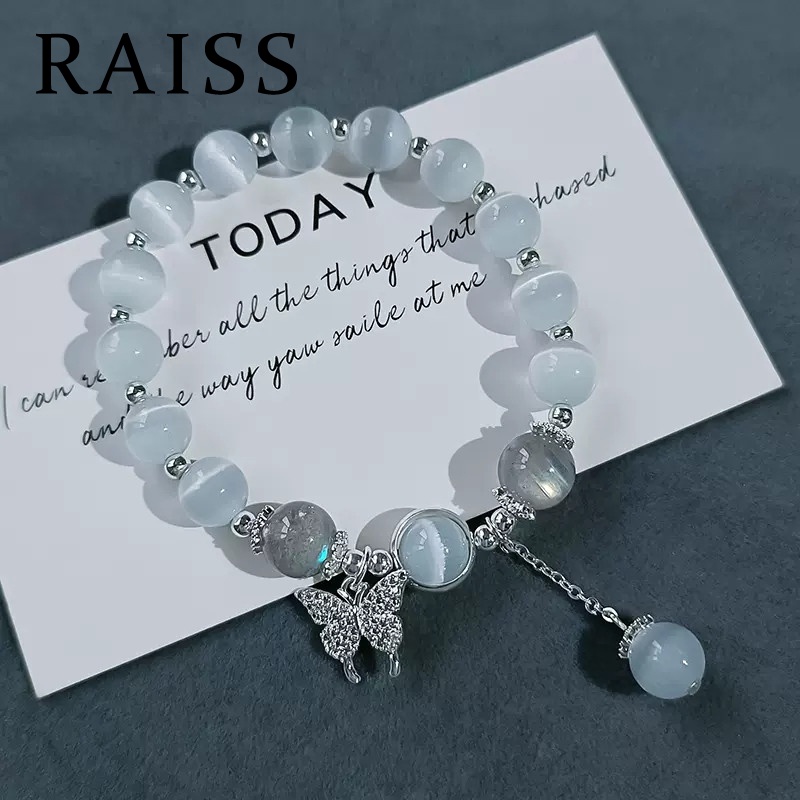 Vòng Tay Chuỗi Hạt Đá opal Hình Bướm Dễ Thương Cho Nữ