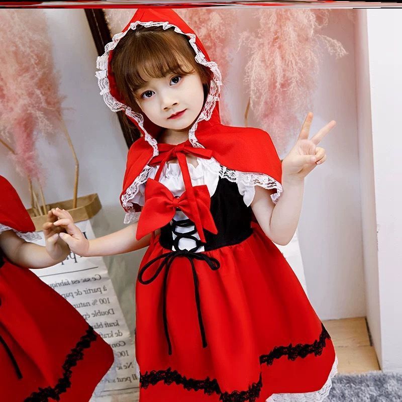 Bộ Đầm Hóa Trang Cô Bé Quàng Khăn Đỏ Cho Bé Gái