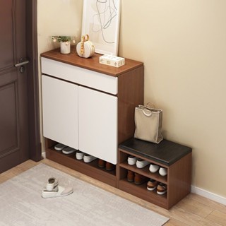 Tủ giày ghế thay giày, cửa nhà nhất dựa tường, dung lượng lớn, vào tủ trước có thể ngồi, cất giữ đồ đạc.