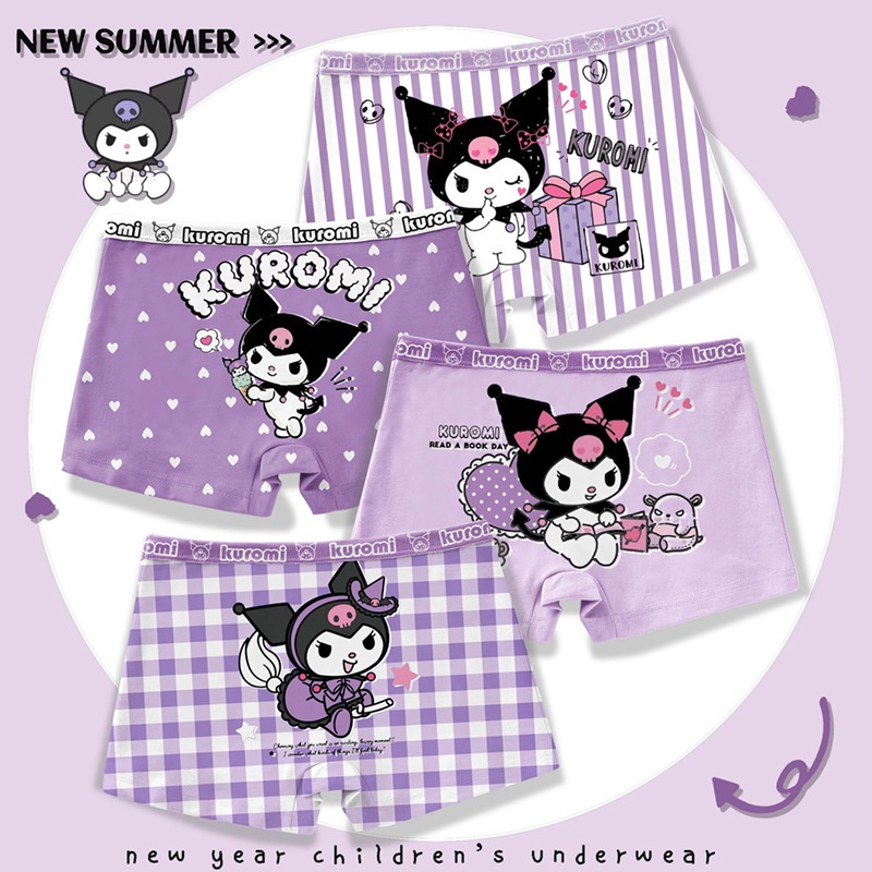 SANRIO Dễ Thương Bộ 4 Quần Lót cotton In Hoạt Hình my melody kuromi Đáng Yêu Dành Cho Bé Gái