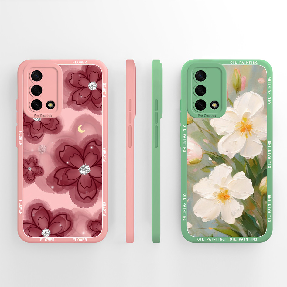 Dành Cho Oppo A74 4G 5G Họa Tiết Hoa Dễ Thương Ốp Lưng Điện Thoại Silicon Lỏng Mềm Chống Rơi Bền Chố