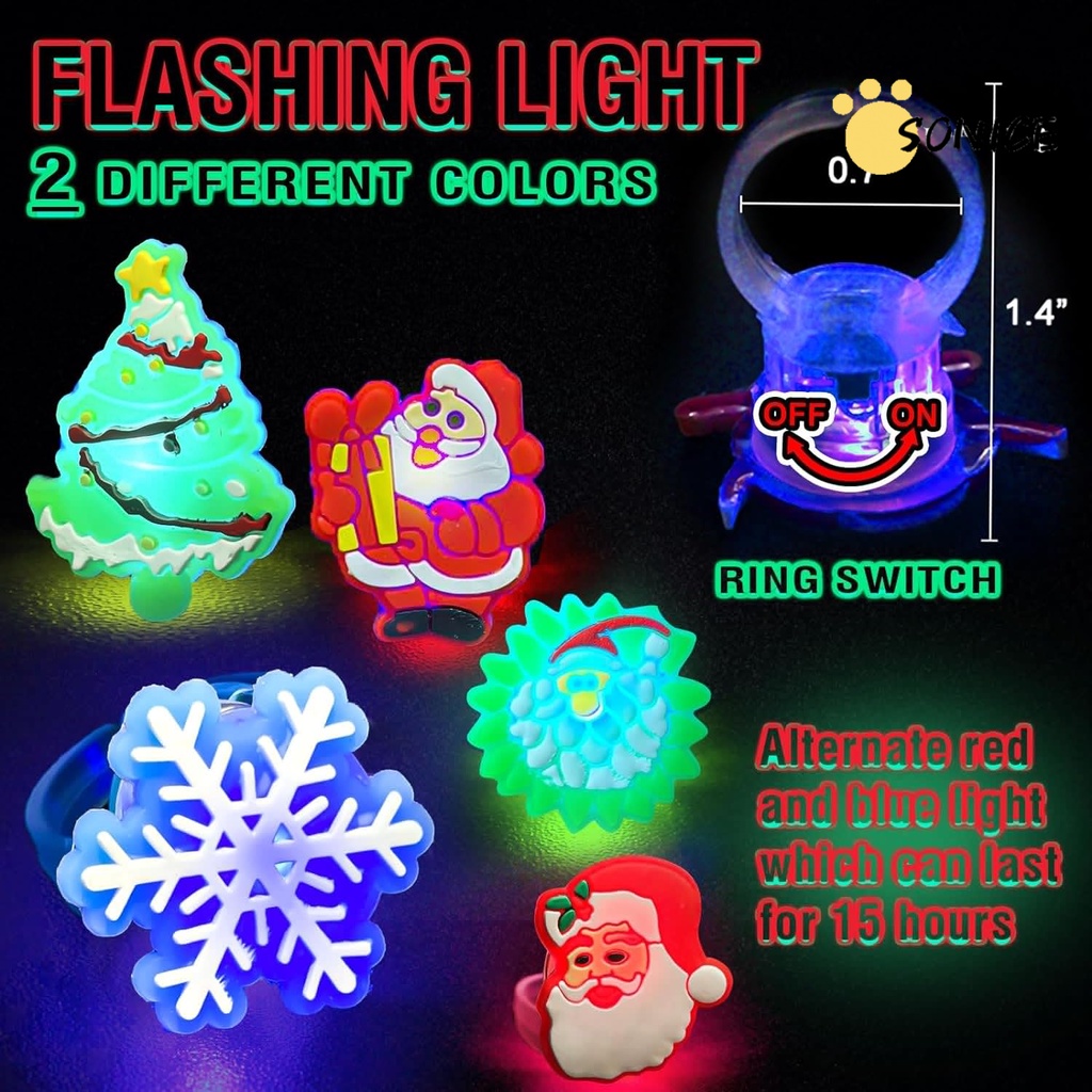 Set 1 / 50 Nhẫn Có Đèn led Phát Sáng Trang Trí Giáng Sinh