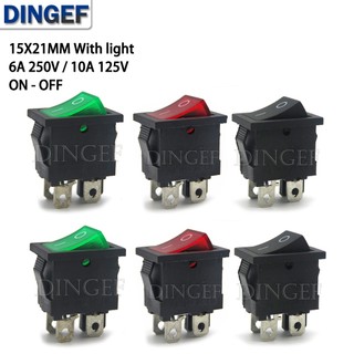 Set 5 Công Tắc on-off kcd1 15 * 21mm 4pin 6a 250v 10a 125v 15x21 15x21mm 4p