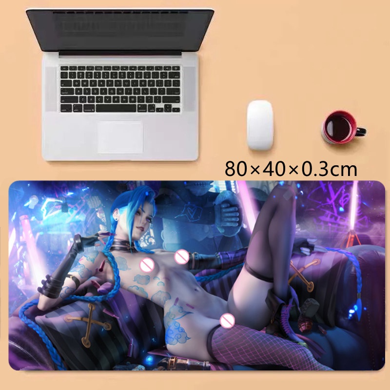 Miếng Lót Chuột Máy Tính gel Silicon gel Silicon Hình Huyền Thoại jinx 3d anime Cỡ Lớn Đáng Yêu Để Bàn oppai
