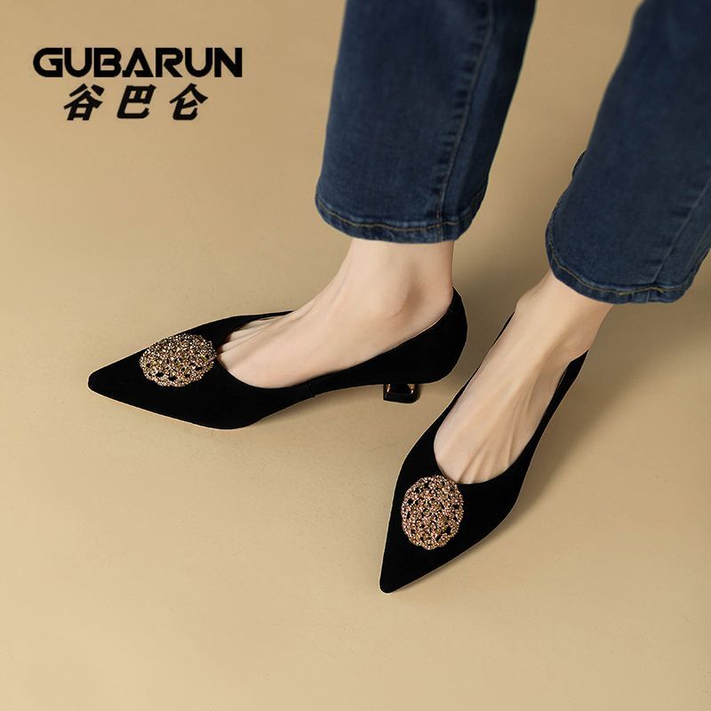 Gubalun Giày Cao Gót Da Lộn Mũi Nhọn Thời Trang Công Sở Cho Nữ