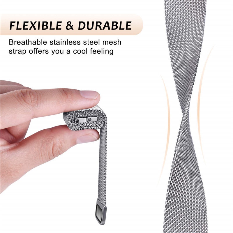Dây Đeo Inox milanese Khóa Nam Châm Cho Đồng Hồ Thông Minh samsung watch4 huawei gtr2 16mm 18mm 20mm 22mm