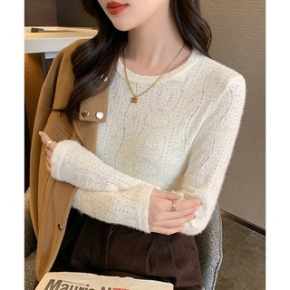 Áo Thun Dài Tay Cổ Tròn Phối Ren Xinh Xắn 69699