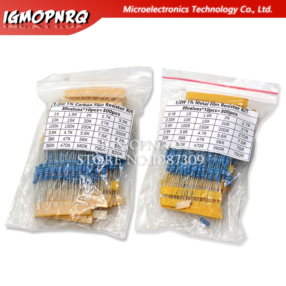 Set 150 Điện Trở 300 Cái 1 / 4W 1 / 2W 1W 2W 3W 1% 30Values Mỗi Loại 5 / 10 1~750 1K ~ 820K Ohm Chuy