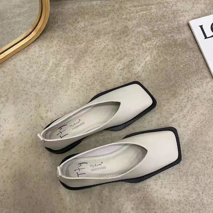 Giày Búp Bê Gót Thấp Mũi Vuông Phong Cách retro Pháp Thời Trang Xuân 2022 Cho Nữ