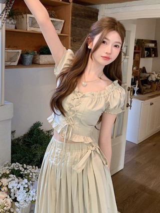 Hai Bộ Váy Màu Xanh Lá Cây Thuần Khiết Mùa Hè, Phong Cách Phương Tây Mới, Giảm Tuổi, Siêu Tiên Ngọt Ngào