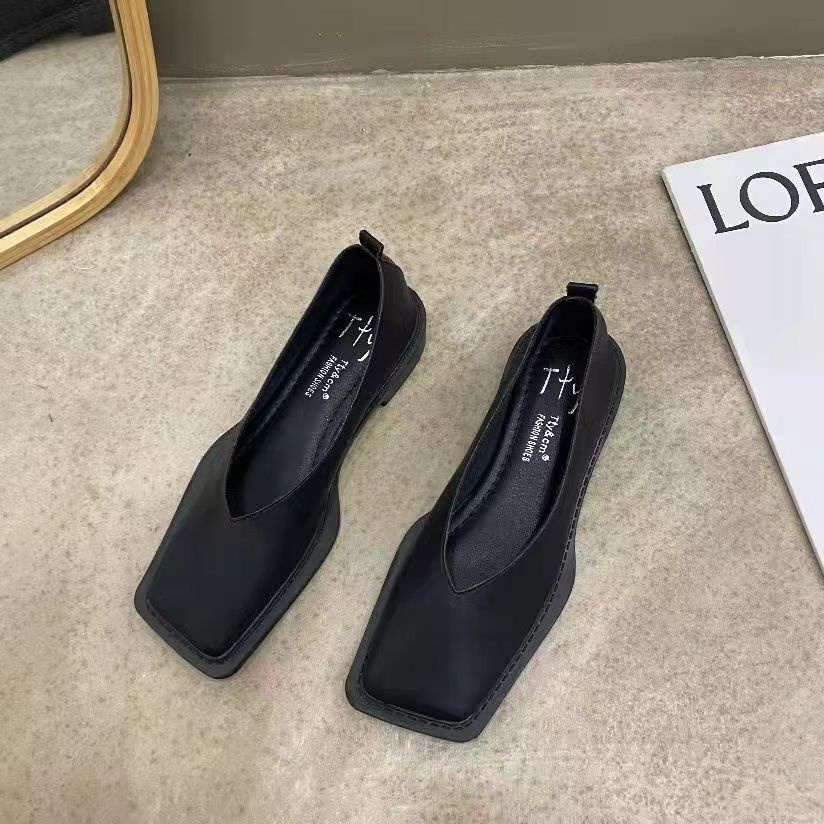 Giày Búp Bê Gót Thấp Mũi Vuông Phong Cách retro Pháp Thời Trang Xuân 2022 Cho Nữ