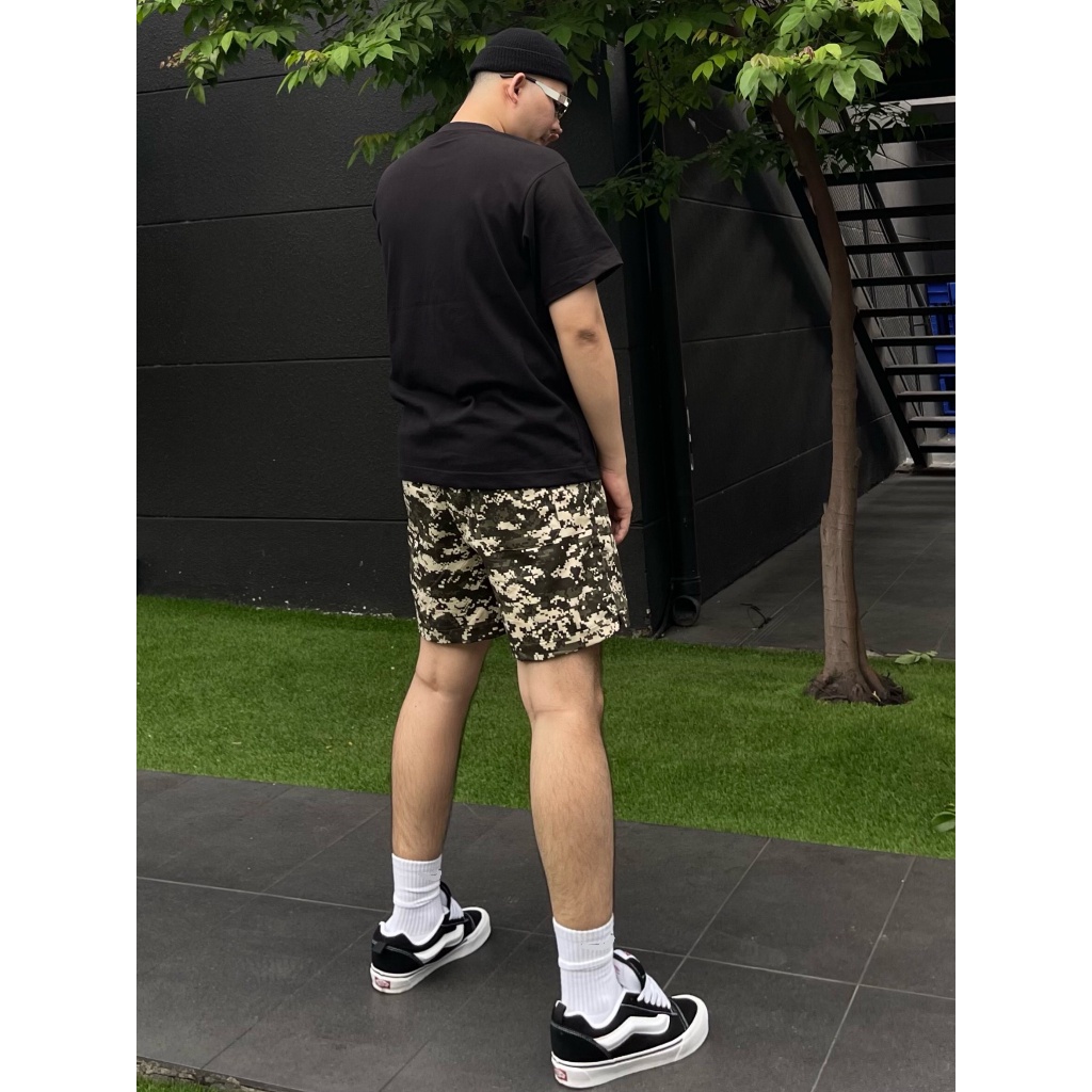 Quần short đùi kaki camo EWIGEN, chất liệu thoáng mát , lưng thun chắc chắn , dây rút cotton , màu camo sáng