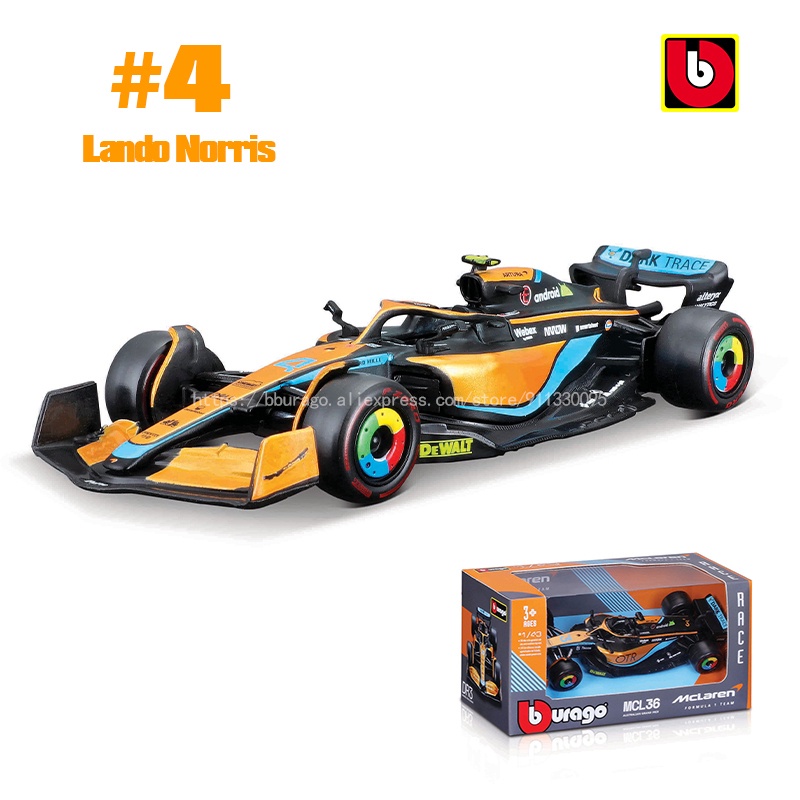 Bburago Xe Hơi bburago 1: 43 2022 f1 mclaren mcl36 Tỉ Lệ 1: 43 #3 Vòng Hoa Laniel Riciardo #4 Mô Hình Xe Hơi lando norris Bằng Hợp Kim Chất Lượng Cao