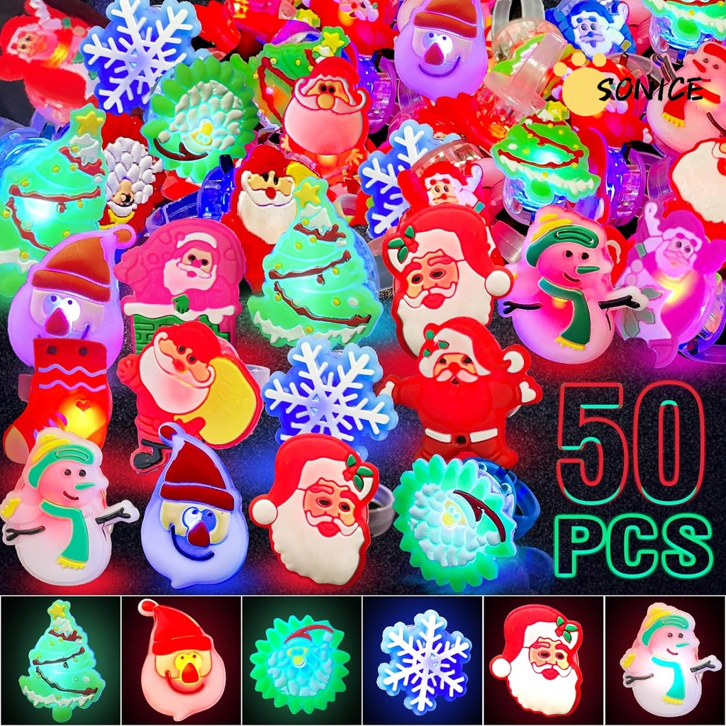 Set 1 / 50 Nhẫn Có Đèn led Phát Sáng Trang Trí Giáng Sinh