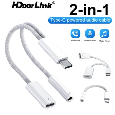 Đầu Chuyển Đổi hdoorlink 2 Trong 1 type c Sang 3.5mm Cho Iphone 15 xiaomi huawei Điện Thoại