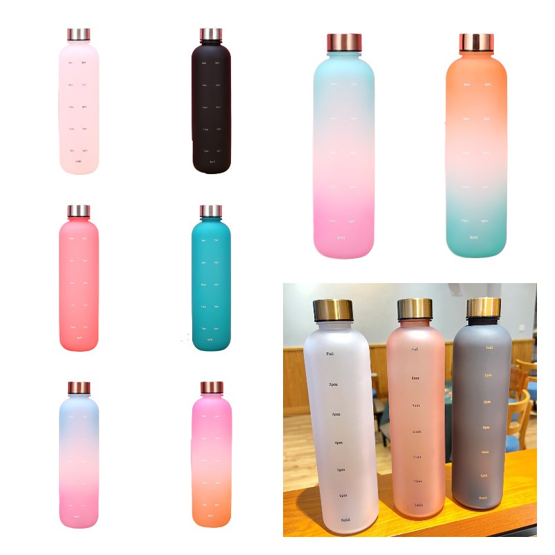 Bình nước thể thao BACKPACK BEAR 1000ml dung tích lớn màu gradient nhỏ gọn ngoài trời làm quà tặng bạn gái