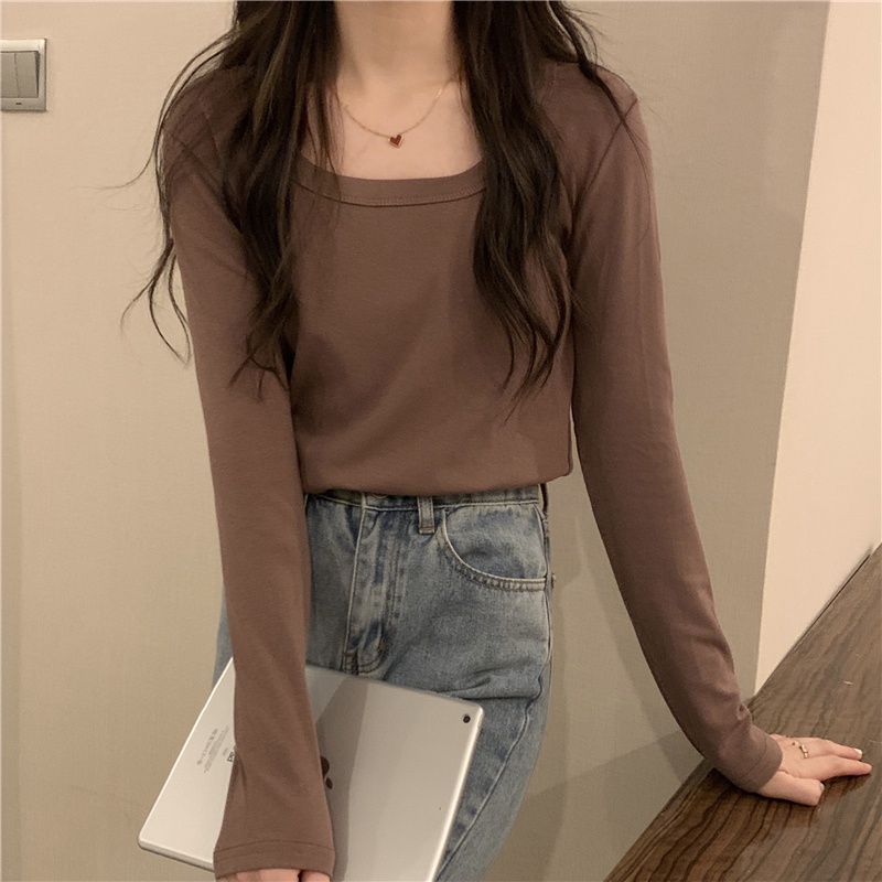 Áo Thun Tay Dài Màu Sắc Đơn Giản Dễ Phối Đồ 67433